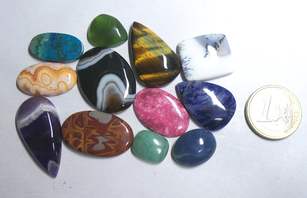 Set of beautiful 100% natural cabochons Cabochon- 42.71 g - (12) #2.1