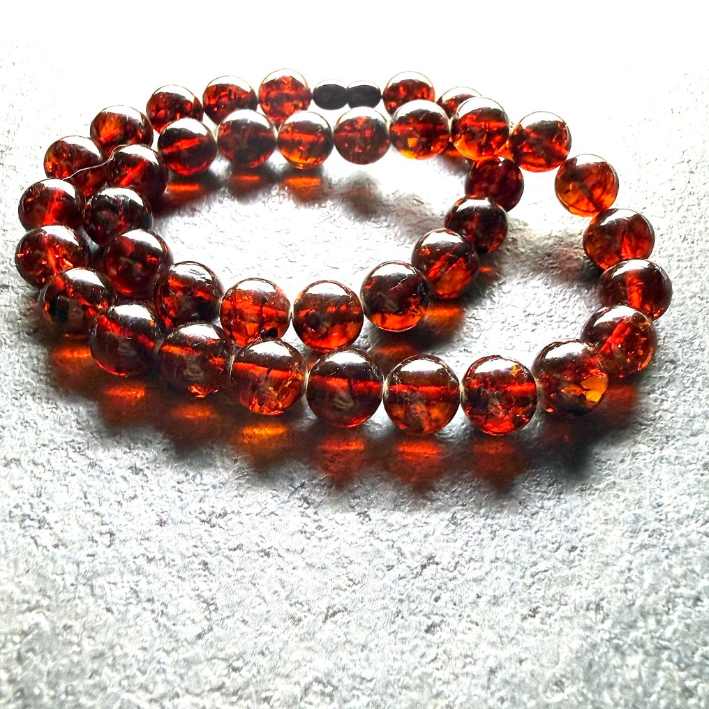 项链 波罗的海琥珀珠 12mm - 琥珀 - Baltic amber - succinite #4.3