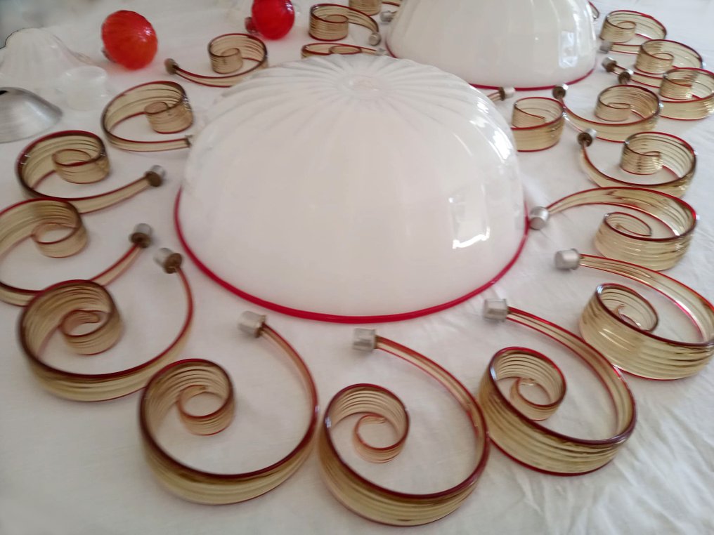 枝形吊灯 (2) - 穆拉诺玻璃, 乳白色玻璃 - 布拉摩拉诺吊灯 #3.2