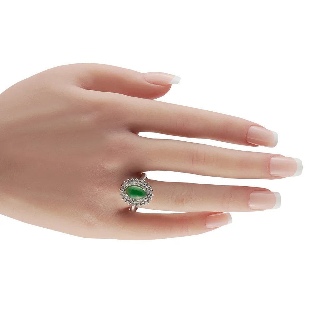 Ring Platin, Platinum og 0,69 ct diamant Jade-ring -  0.69ct. tw. #3.2