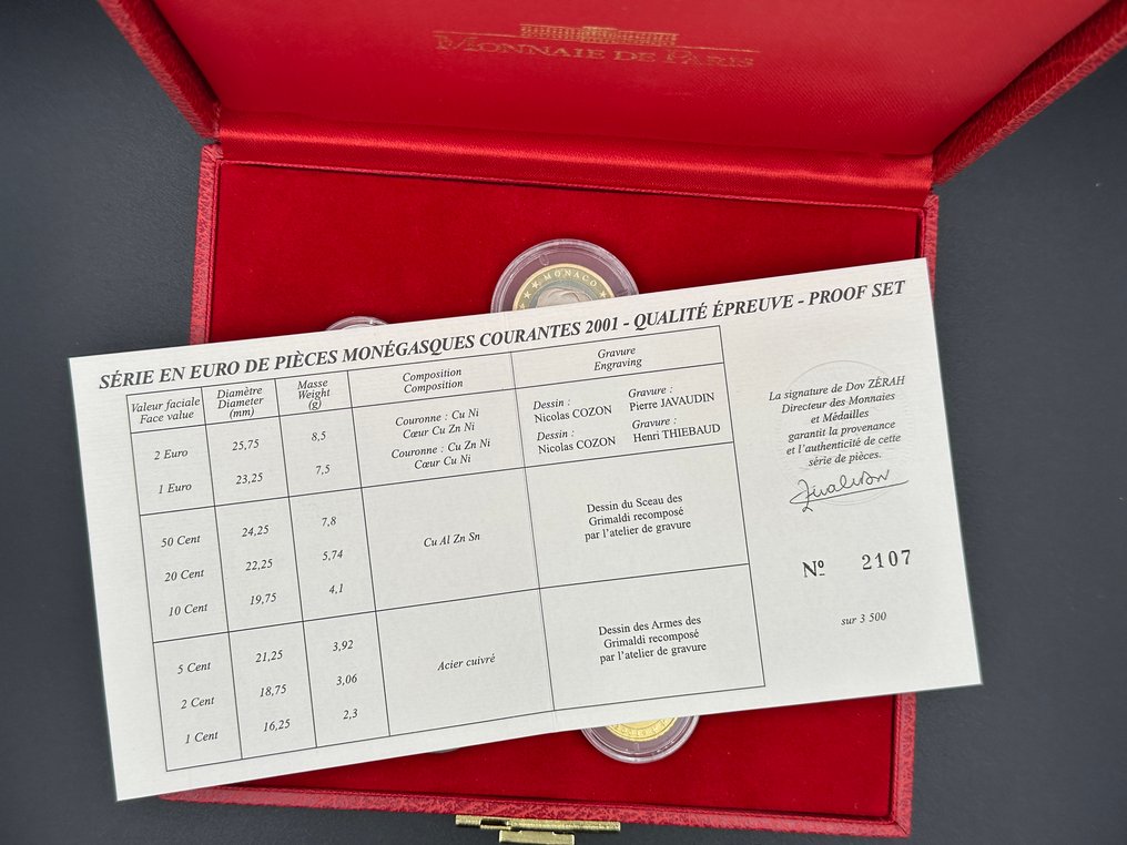 Monaco. Proof Set 2001 #2.1