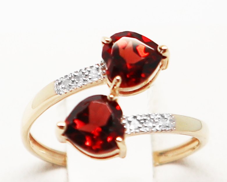 χωρίς τιμή ασφαλείας - Δαχτυλίδι - 14 καράτια Κίτρινο χρυσό Γρανάτης - Διαμάντι #1.0