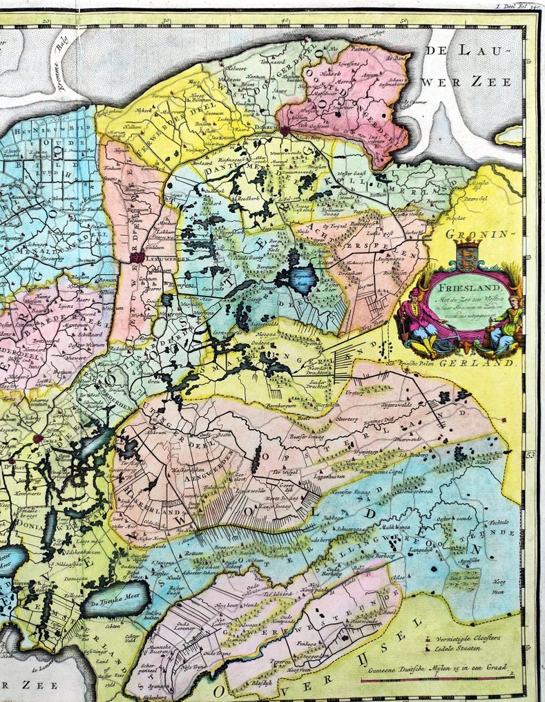 荷蘭 - 弗里斯兰省,吕伐登,斯尼克,海伦芬,斯米林根兰,德拉赫滕,欧洲; François Halma - Friesland, Met de Zee ten Westen (Friesland, With the Sea to the West) - 1721-1750 #4.3