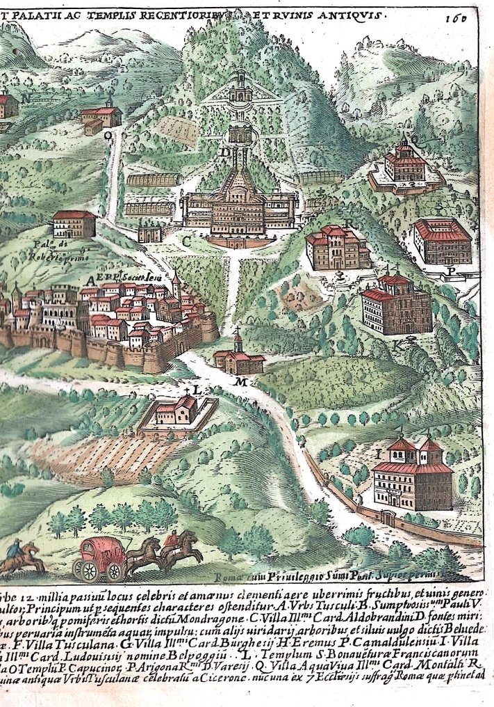 義大利 - 罗马，拉齐奥; G. Lauro - Descriptio Tusculi cum villis et palatii ac templis recentiories et ruinis antiquis - 1601-1620 #2.1