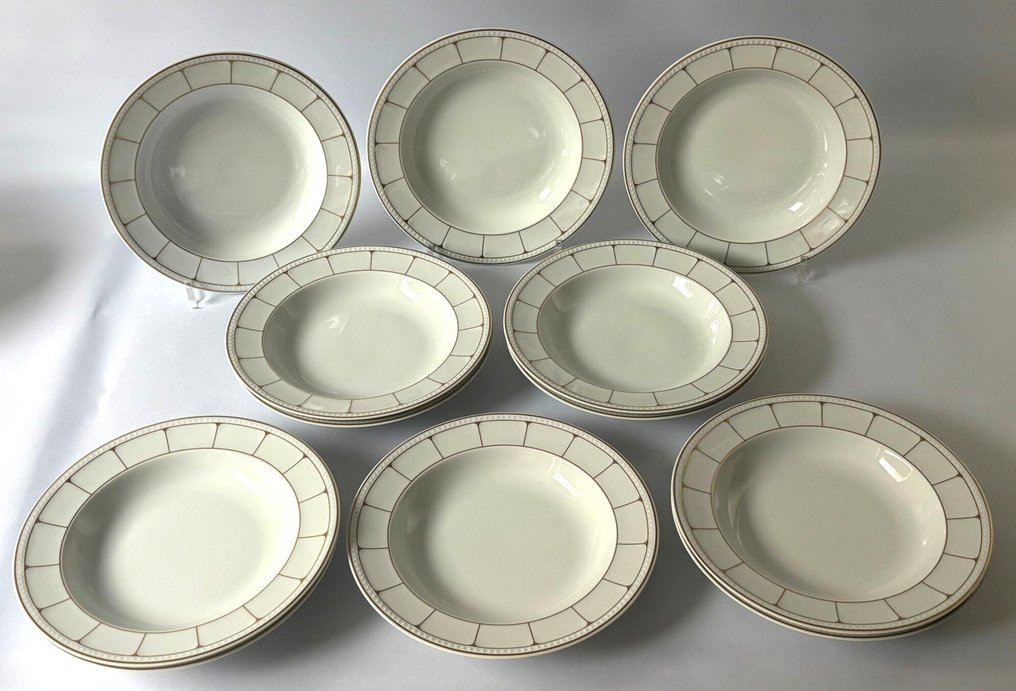 Tirschenreuth / Hutschenreuther - 餐盘 (12) - Chevalier Perlrand mit Golddekor - 瓷 #1.0