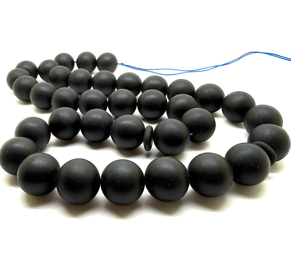 Tesbih 祈祷念珠，波罗的海琥珀珠，直径16毫米，黑色，85.8克 - 琥珀 - Baltic amber - succinite #4.3