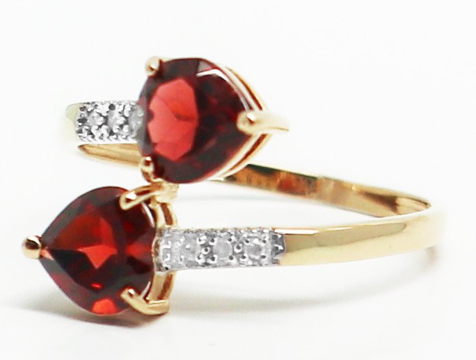 χωρίς τιμή ασφαλείας - Δαχτυλίδι - 14 καράτια Κίτρινο χρυσό Γρανάτης - Διαμάντι #3.2