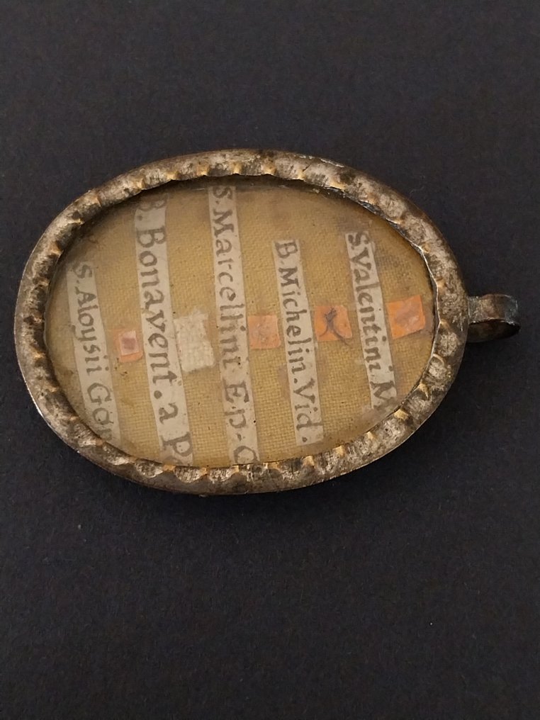  圣骨箱 - 玻璃, 纺织品, 纸, 黄铜色 - 1850-1900 - S. Valentini M - B. Michelin. Vid - S. Marcellini Ep.C - B. Bonavent.a Pot - S. Aloysii Gon  #4.3