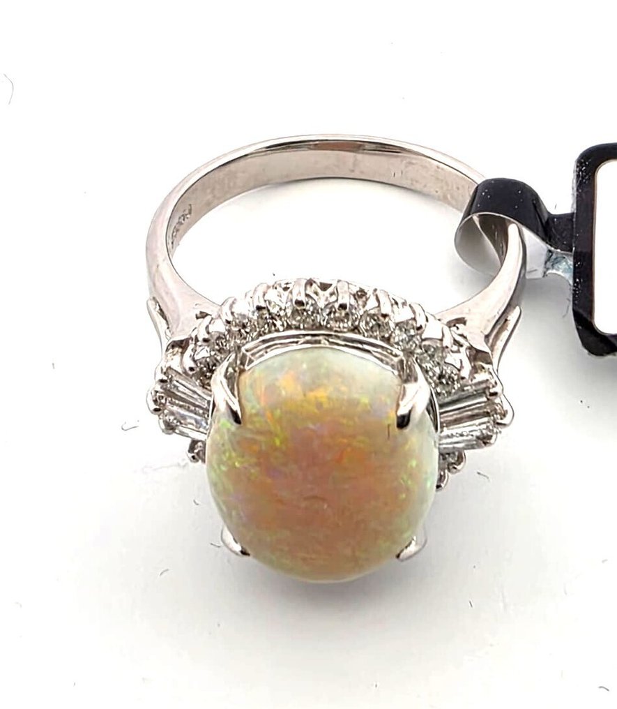 Δαχτυλίδι Πλατίνα -  4.16ct. tw. Οπάλιο - Διαμάντι #3.2