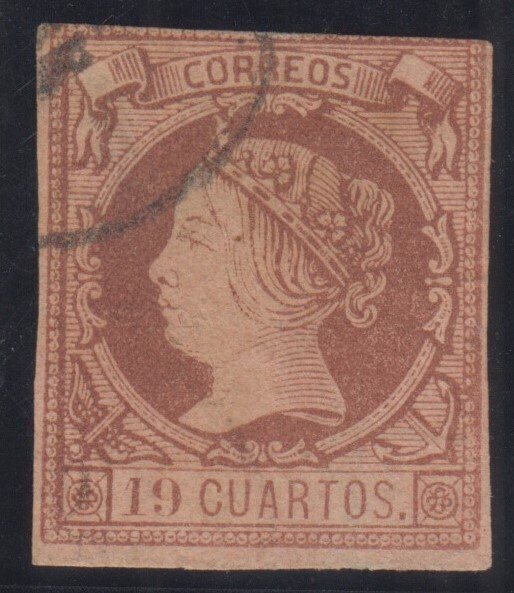 西班牙 1860/1861 - 伊莎贝尔二世，19钱，棕色。 - Edifil 54 #1.0