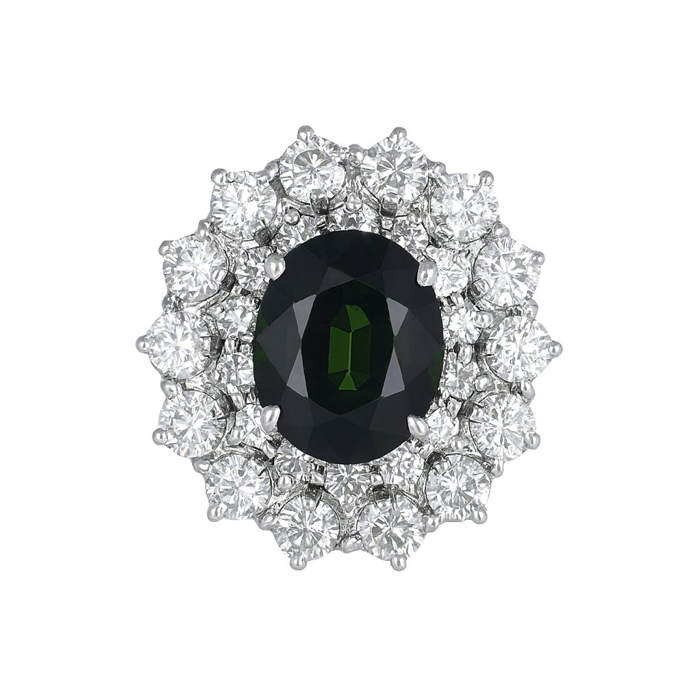 Ring - 18 kt. White gold - 3.45ct. tw. Sapphire - Diamond #4.3