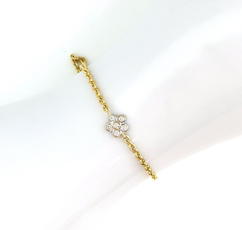 Ei pohjahintaa - Other brand - Rannekoru - SHEREIBER - 18 kt. Keltakulta, Valkokulta - 0,42ct. tw. Timantti (Luonnollinen) #1.0