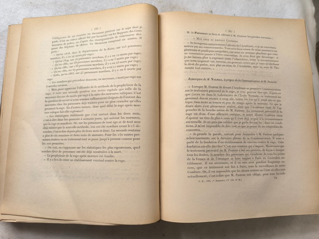 M. Louis Pasteur - Résultats de l'application de la méthode pour prévenir la rage. - 1886 #3.2