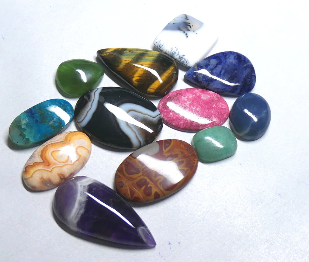 Set of beautiful 100% natural cabochons Cabochon- 42.71 g - (12) #1.0