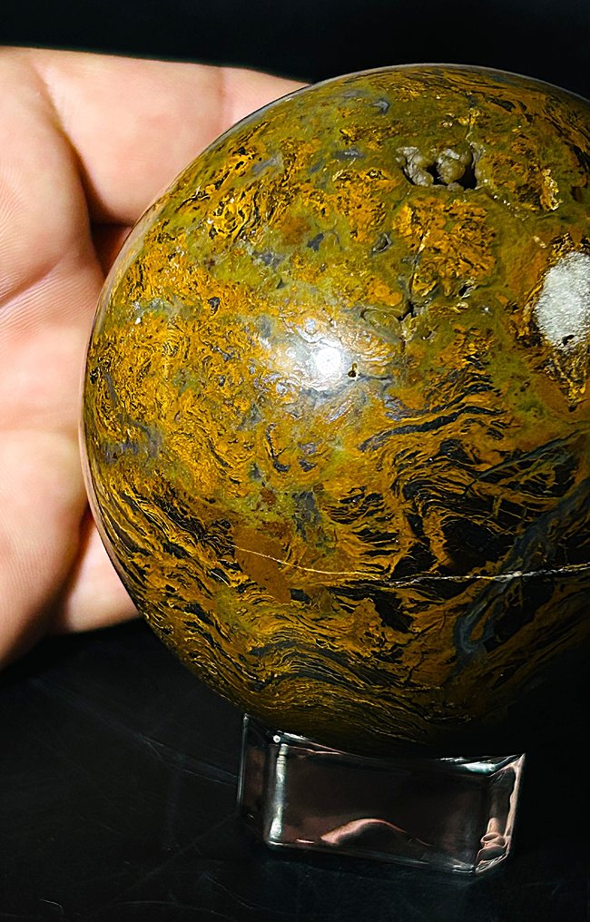 ***无底价*** 稀有印度玛瑙球体——引人注目的红棕色图案 自然 - Ø 83mm- 836 g - (1) #4.3