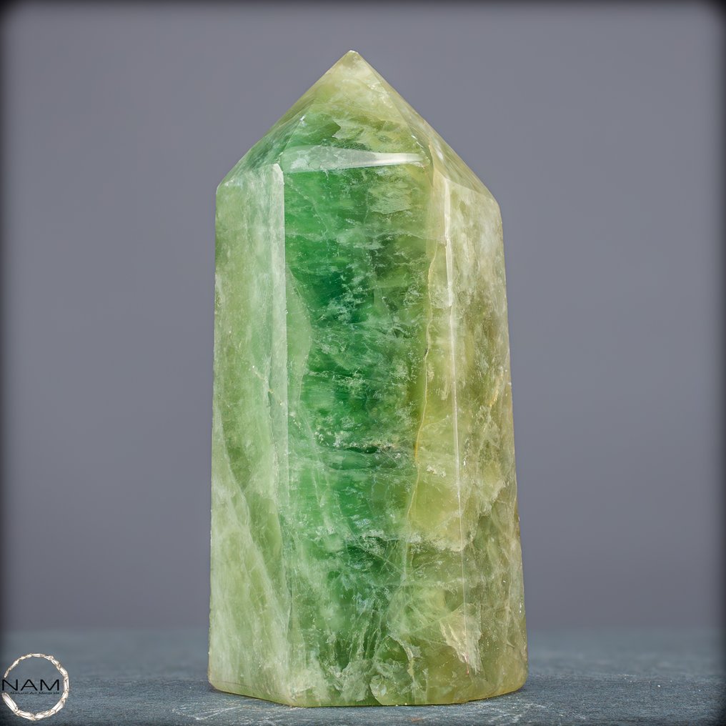 天然方解石方尖碑 清晰、结构和光彩照人的优雅- 1767.29 g #1.0