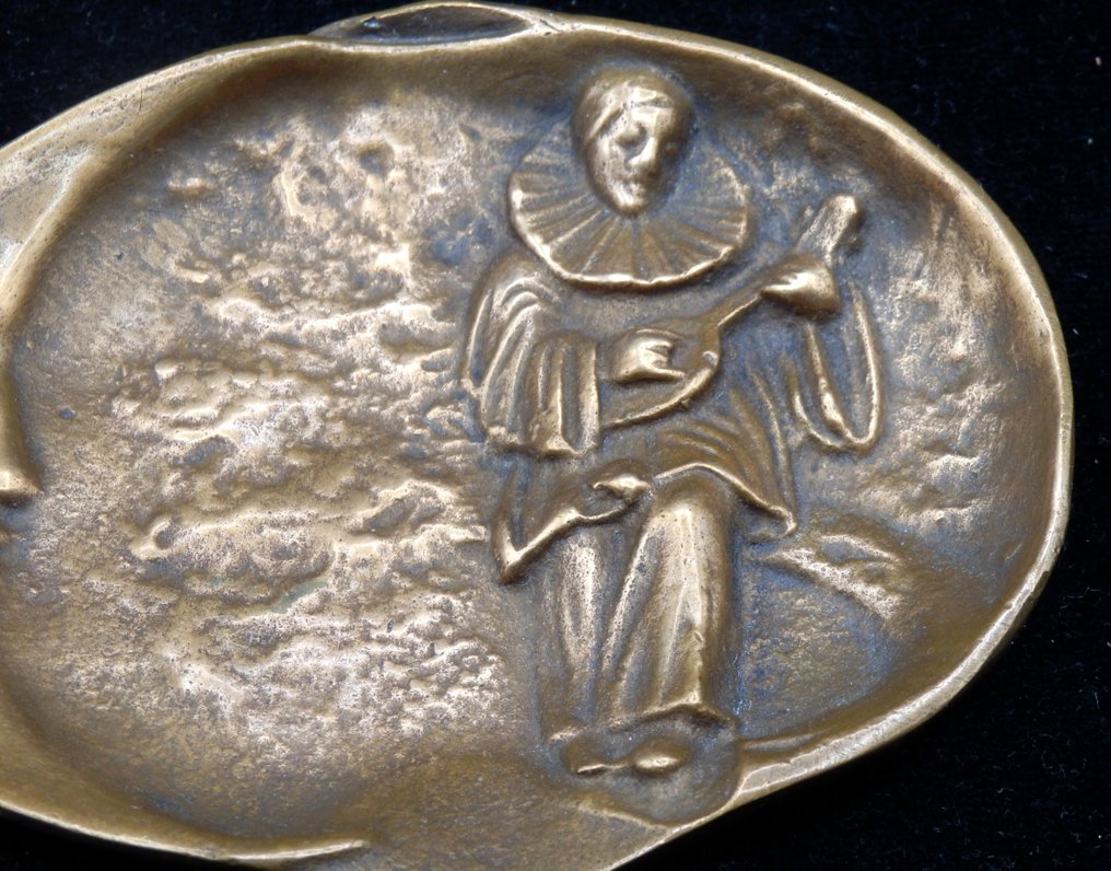 Coșuleț pentru obiecte - Bronzen vide poche - Motief Clown en Maan - Franța #1.0