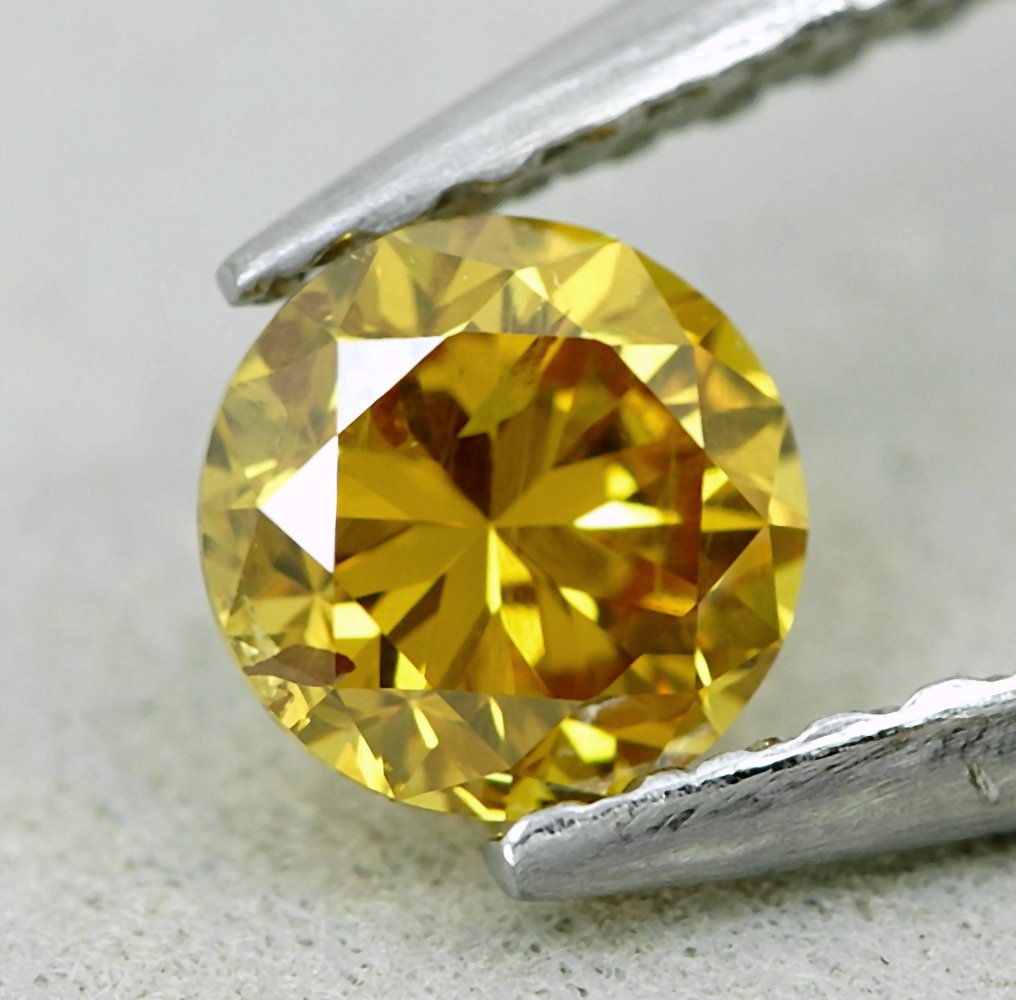 1 pcs 钻石  (天然色彩的)  - 0.38 ct - 圆形 - Fancy intense 似橙色 黄色 - I1 内含一级 - 安特卫普宝石报告（GRA） #4.3