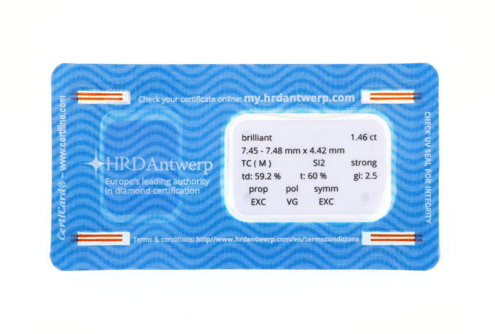 没有保留价 - 1 pcs 钻石  (天然)  - 1.46 ct - 圆形 - M - SI2 微内含二级 - 比利时高阶层钻石议会 #2.1