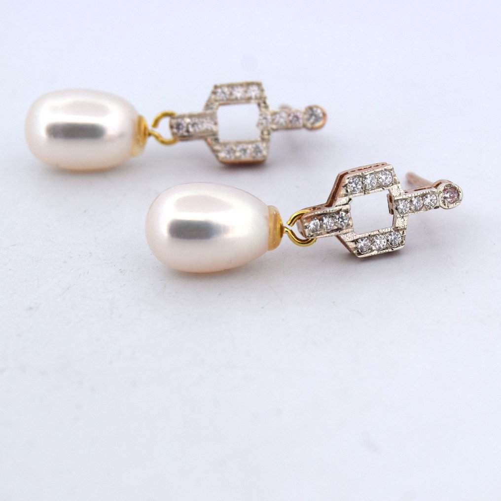 没有保留价 - 耳环 - 9 kt. 玫瑰金 - 0.60ct. tw. 钻石 (天然) #1.0