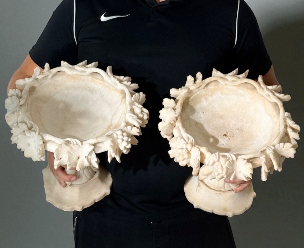 花瓶 (2)  - 雪花石膏 - 一对花瓶 #2.1