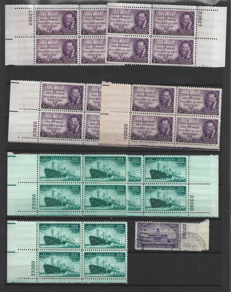 Ηνωμένες Πολιτείες - 650 μπλοκ γραμματοσήμων σε άλμπουμ, προφανώς όλα με διαφορετικούς αριθμούς ή τοποθεσίες (μπλοκ των 4 #3.2