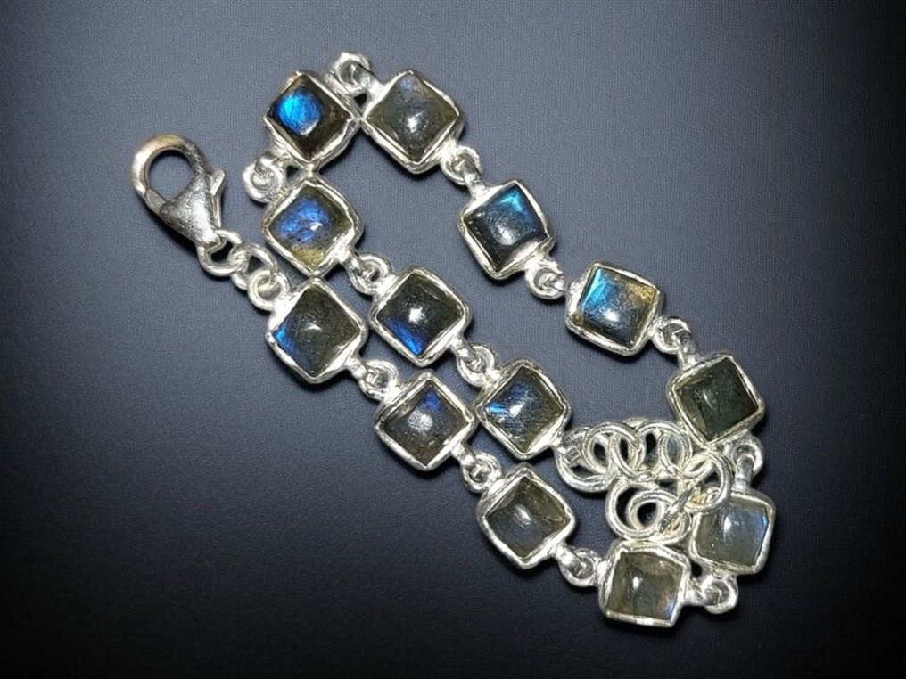 Βραχιόλι από λαβραδορίτη μπλε και ασήμι 925 χιλιοστών. Φυσική πέτρα, κατασκευή υψηλής ποιότητας.- 10 g #1.0