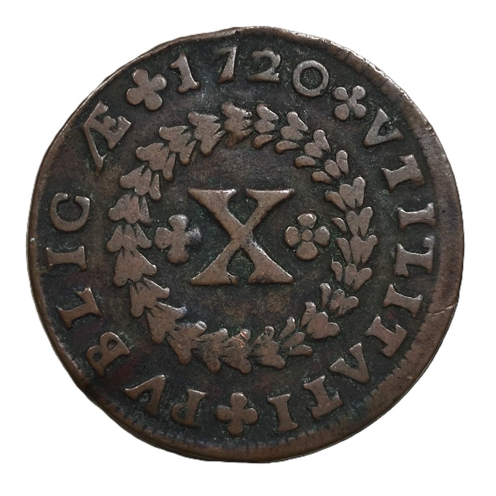 Portugal. D. João V (1706-1750). X Reis 1720. PUBLICAE (Lisbon) Copper Coin (No Reserve Price) #1.0