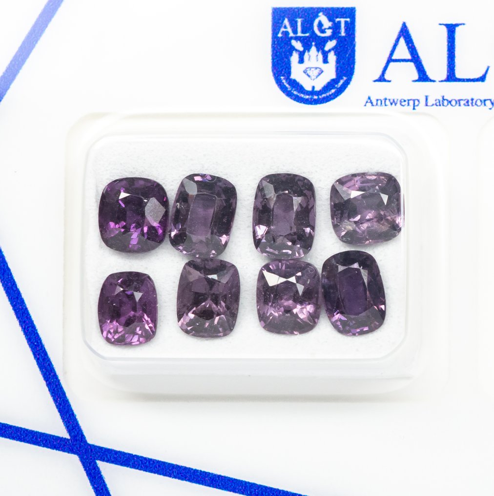 Senza prezzo di riserva - 8 pcs Spinello - 5.62 ct - Antwerp Laboratory for Gemstone Testing (ALGT) - Porpora rosa vivido/profondo #1.0