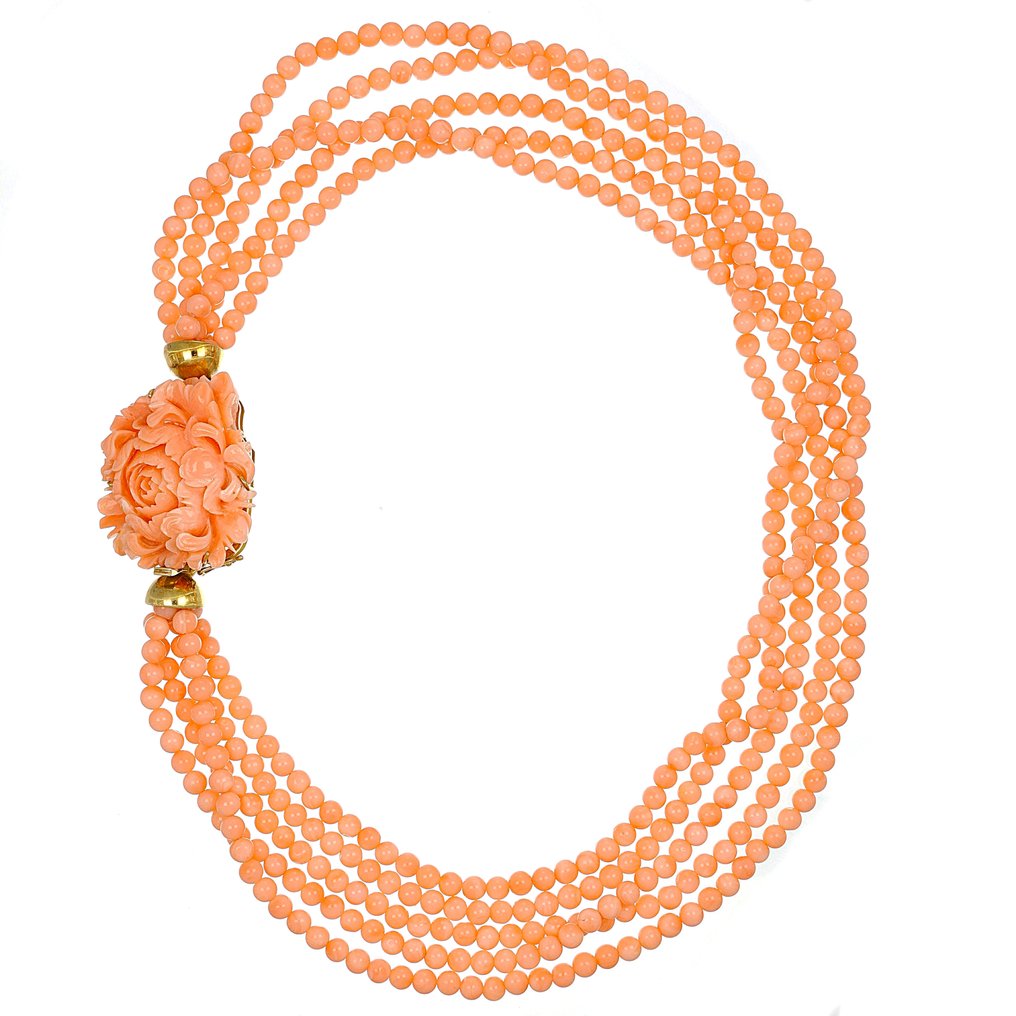 頸鏈 - 18 克拉 黃金, Coralli Rosa - 珊瑚 #2.1