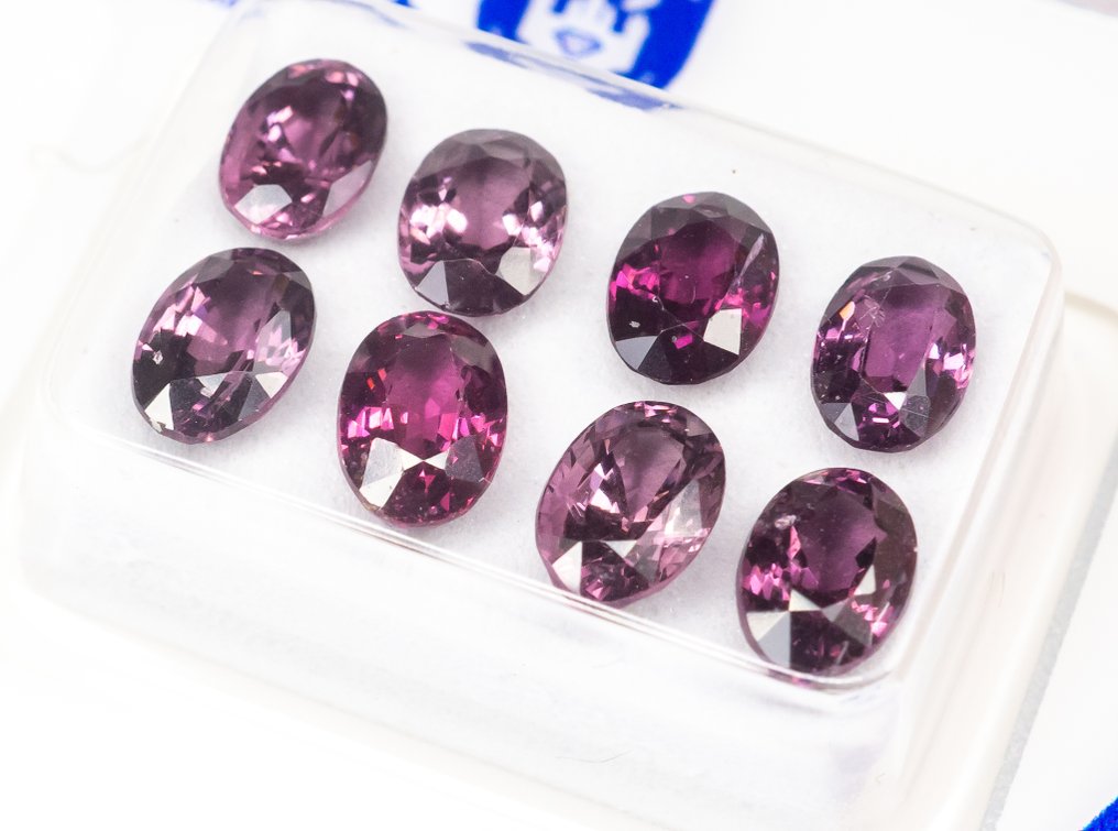 没有保留价 - 8 pcs 尖晶石 - 4.86 ct - 安特卫普宝石检测实验室(ALGT) - 鲜明/深邃的紫粉色 #2.1