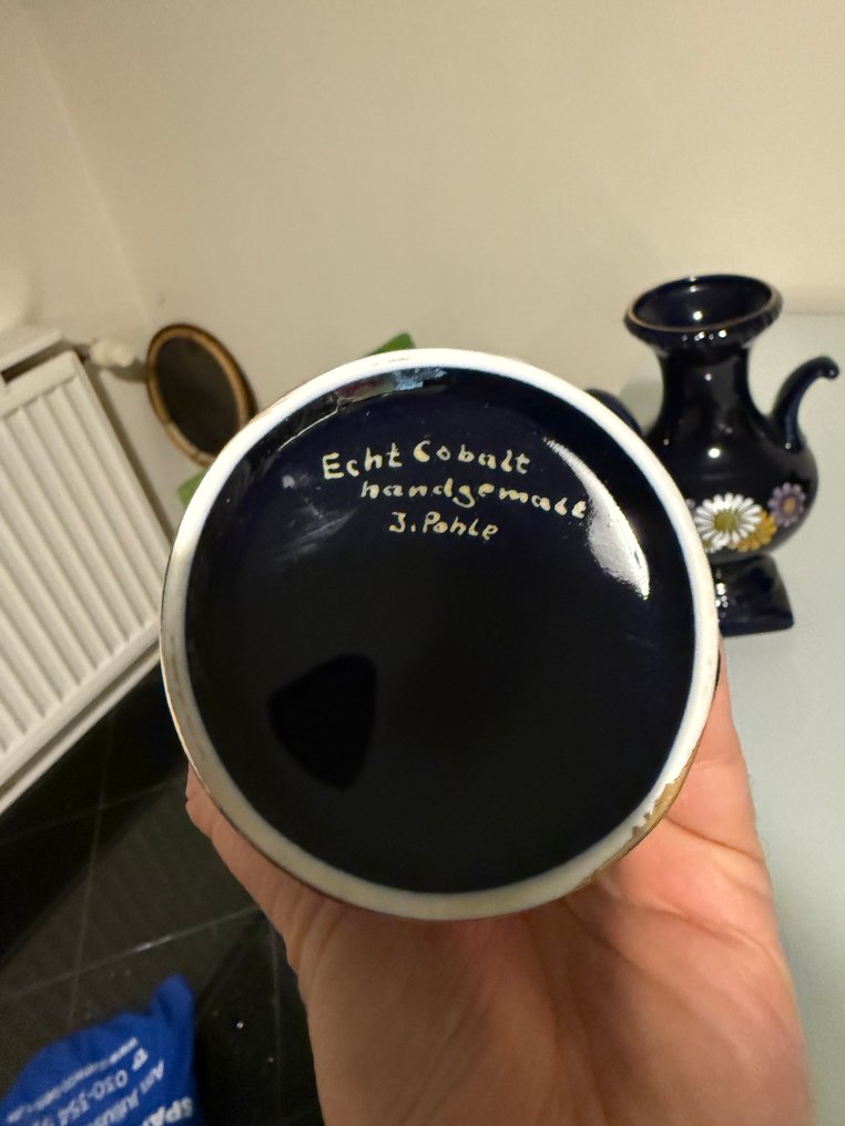 Bareuther Waldsassen, Alboth & Kaiser, Echt Kobalt, Bavaria - J.Pohle - Vaso (6) - Porcellana - Cobalto dipinto a mano #1.0