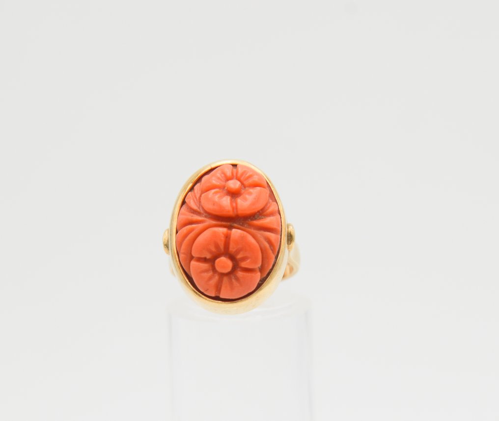 Ring - 18 kt. Yellow gold Coral #1.0