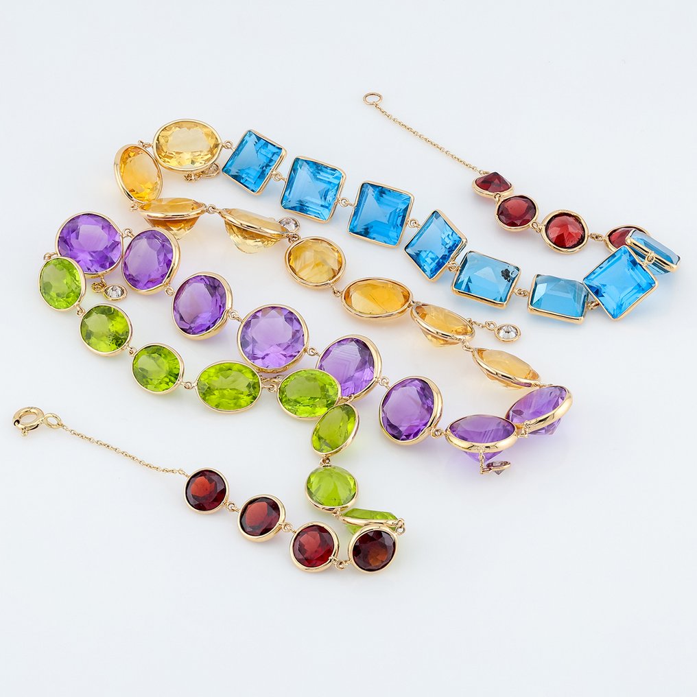 Kaulakoru - 14 kt. Keltakulta - 129.03ct. tw. Jalokivisekoitus - Timantti #3.2