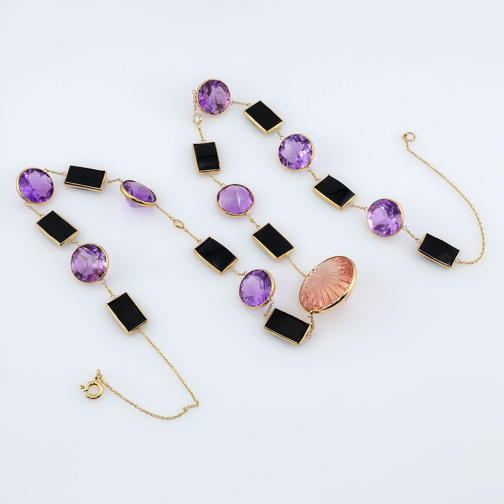 Halsketting - 14 karaat Geel goud - 69.13ct. tw. Gemengde edelstenen - Diamant #3.2