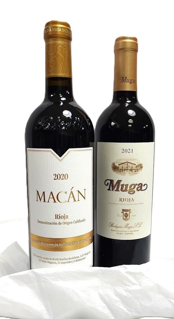 2020 Benjamín de Rothschild & Vega Sicilia, Macán Dorado & 2021 Muga - Rioja Reserva, Crianza - 2 Bottle (0.75L) #1.0