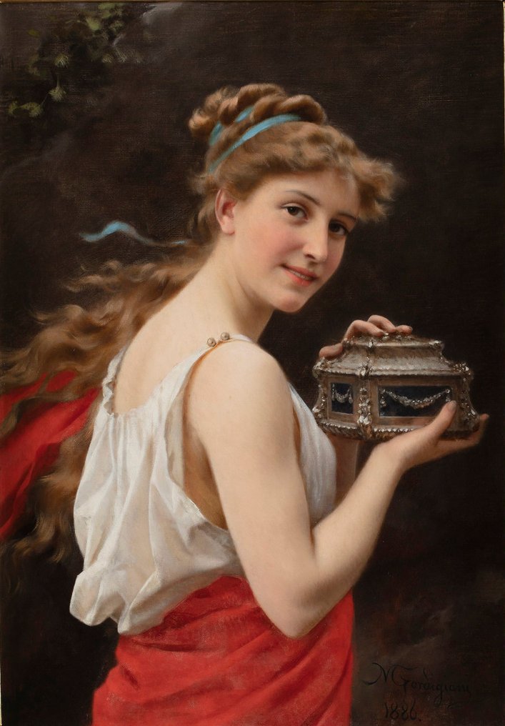Michele Gordigiani (1835-1909) - Giovane fanciulla pompeiana #1.0