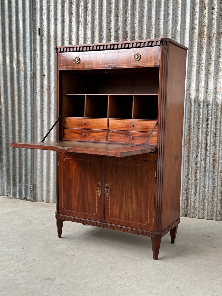 Secrétaire à abattant - Desk, bureau, drop-front desk, drop-front bureau, drop-front secretary. - Mahogany, Oak - Golden was the patina. #3.2