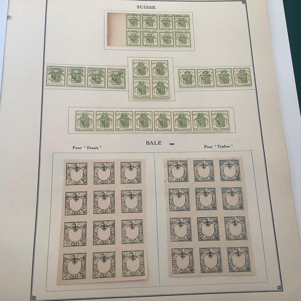 Suíça - 5 páginas de álbum com falsificações de Fournier e selos de referência. - Michel #1.0