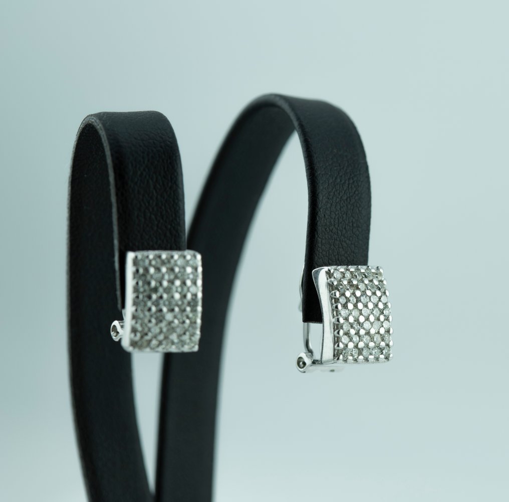 Drop fülbevaló - 18 kt. Fehér arany Gyémánt (Természetes) #1.0