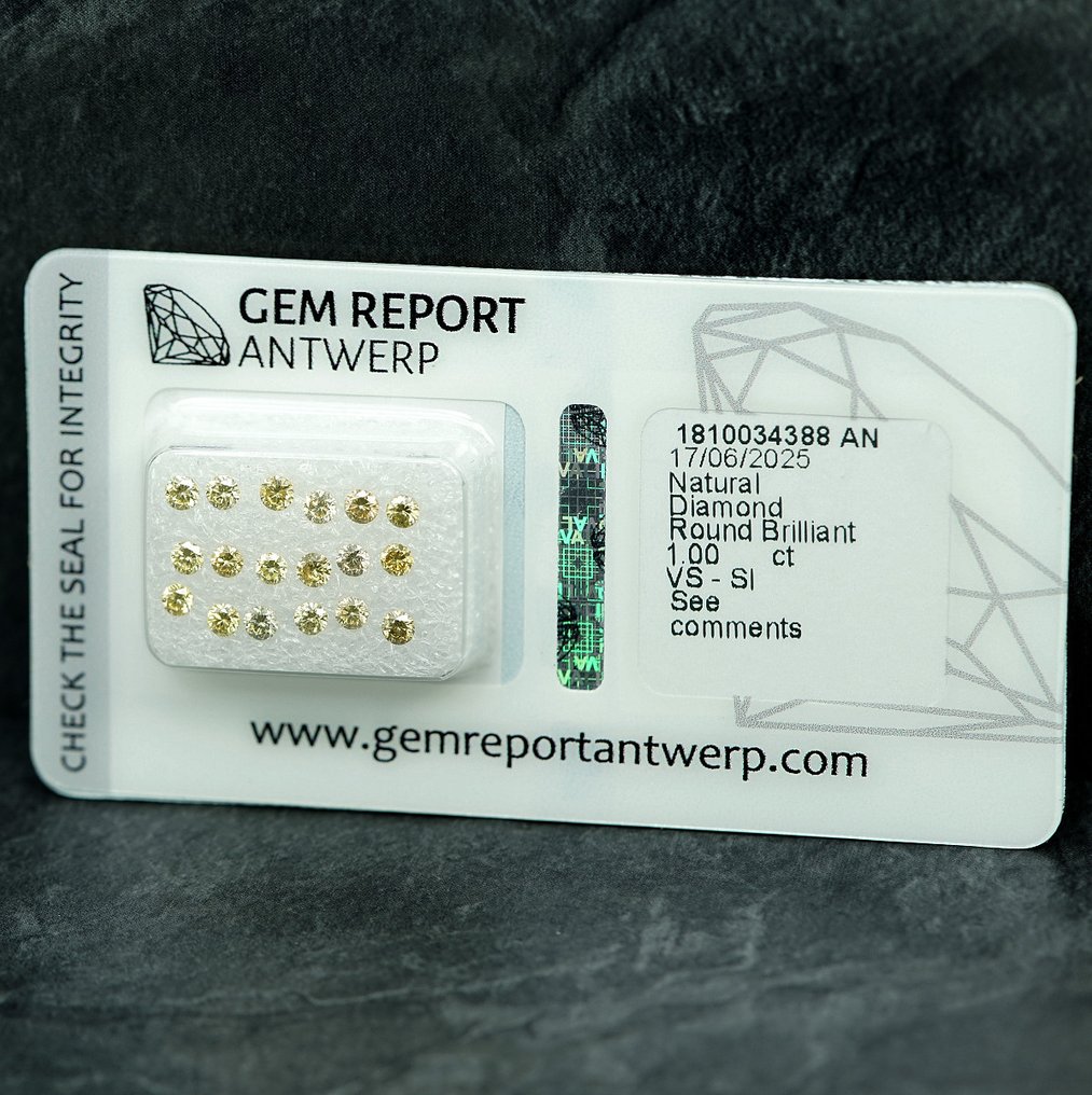 18 pcs Διαμάντι  (Φυσικό)  - 1.00 ct - Στρογγυλό - VS1, VS2, SI1, SI2 - Gem Report Antwerp (GRA) #4.3