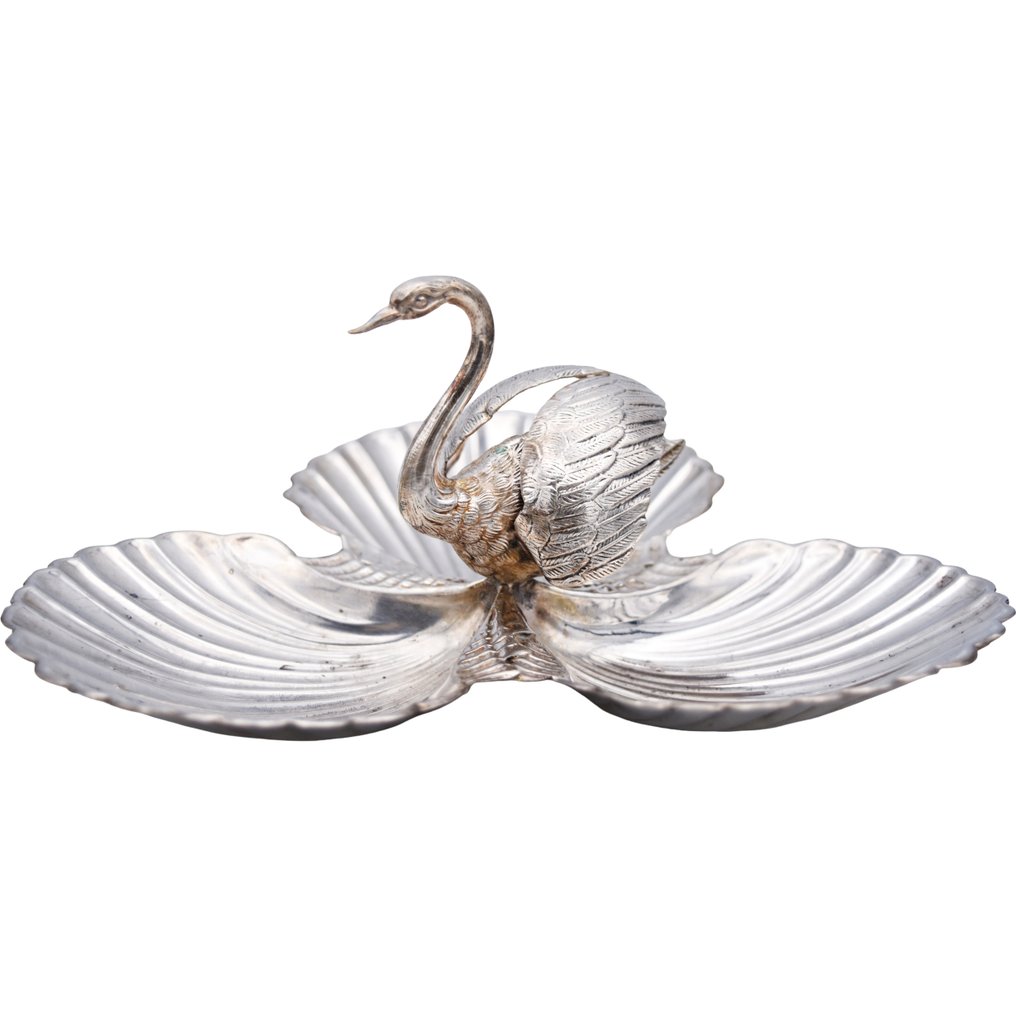 Bakke - Forretstallerken - Svaner og hvalbækskaller - .925 sølv #1.0