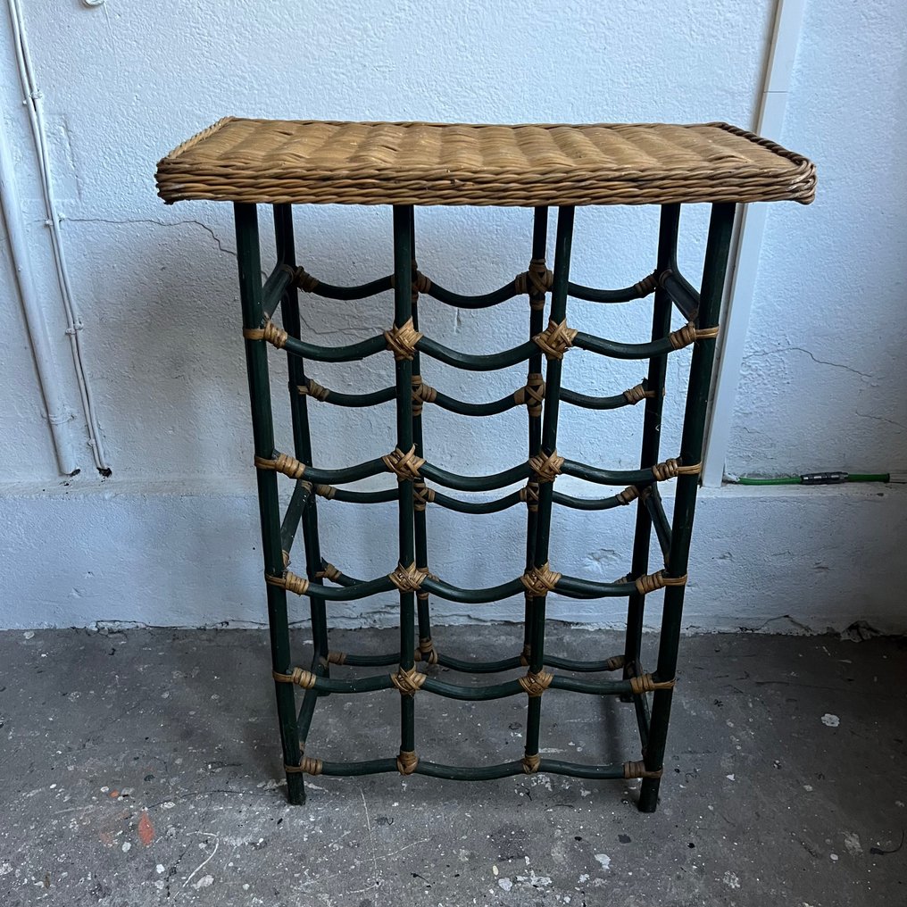 Wine rack - Vintage rattan & bamboo wine bottle holder - Rattan, Bamboo #2.1