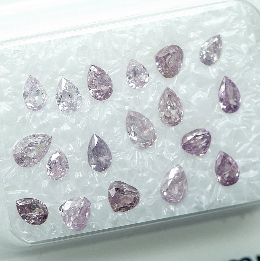18 pcs Diamant (Natural) - 1.02 ct - Pară - I1, I2, I3 - GRA (Laboratorul de analiză a pietrelor prețioase din Anvers) #2.1