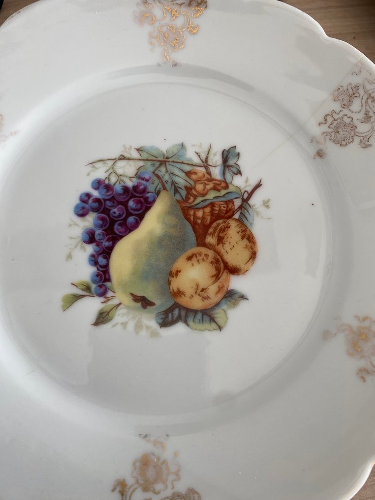 Limoges - Serviço de sobremesa (8) - Porcelana - Prato de sobremesa com frutas #4.3