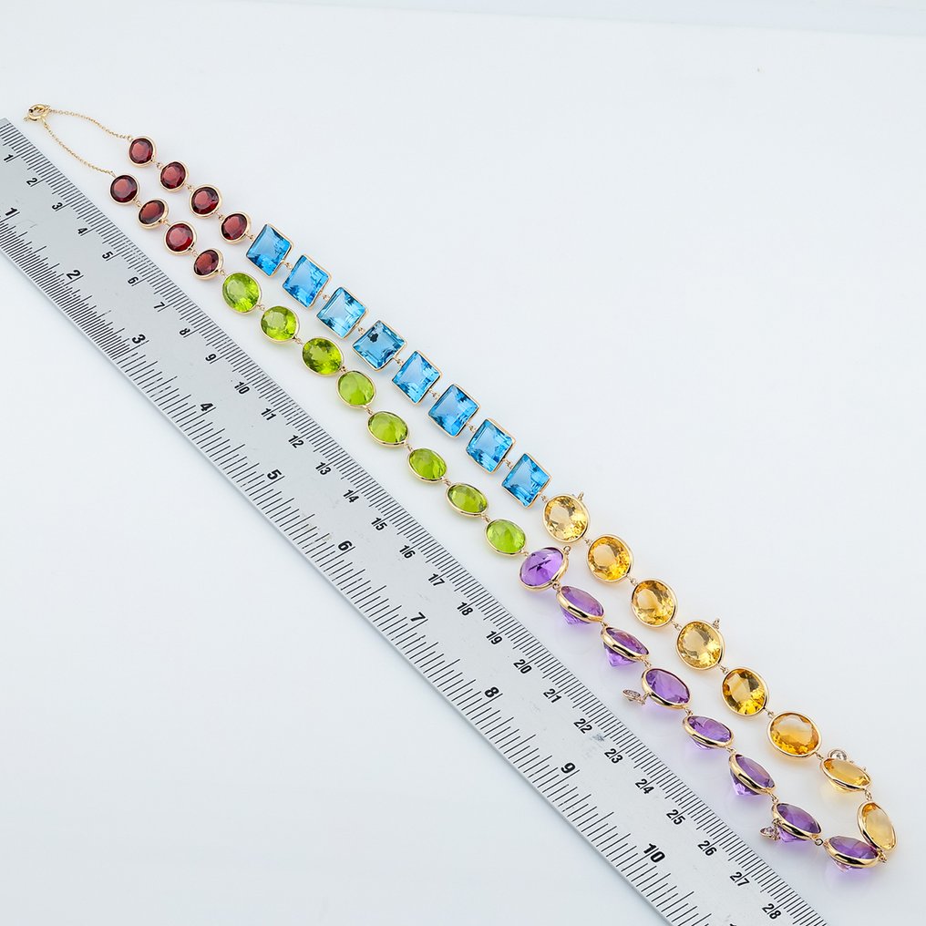 Kaulakoru - 14 kt. Keltakulta - 129.03ct. tw. Jalokivisekoitus - Timantti #2.1