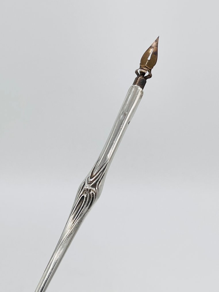 Silver ink pen with tree knots - Długopis #1.0