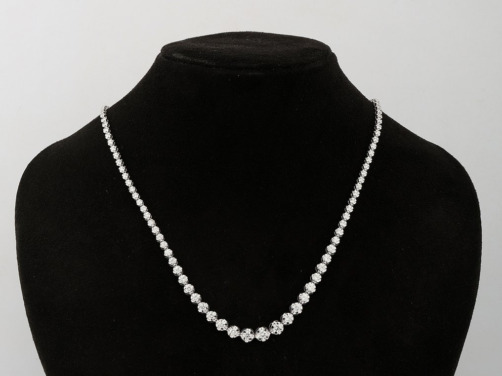 Κολιέ - 14 καράτια Λευκός χρυσός - 5.16ct. tw. Διαμάντι (Εργαστηριακής καλλιέργειας) #4.3