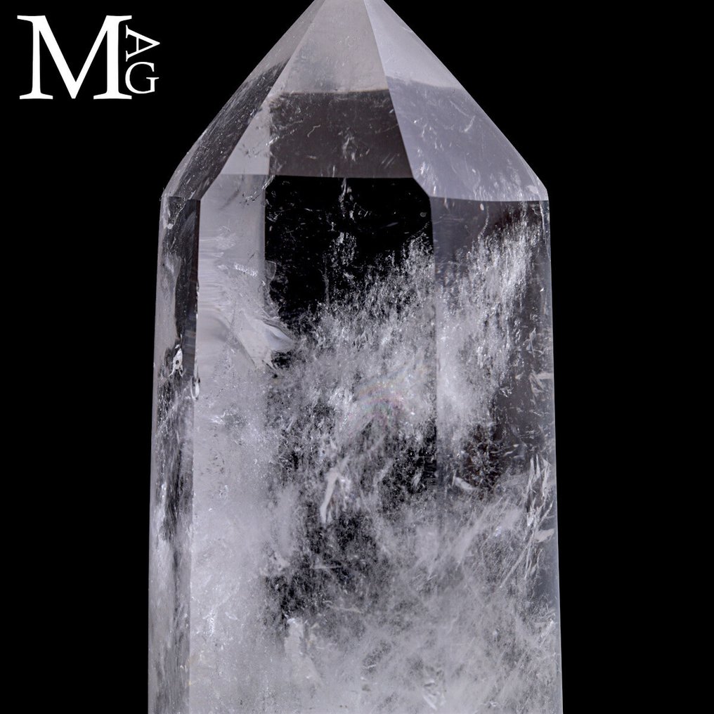 Extra Clear Quartz med Phantom - Eksklusiv Kvarts Spids - Obelisk - Højde: 115 mm - Bredde: 37 mm- 240 g #1.0