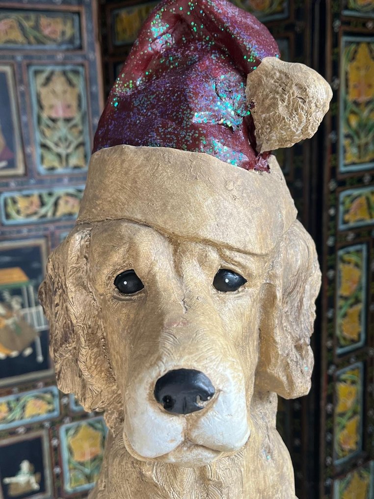 Statuetta - Santa Dog-Golden Retriever - magnesia #1.0